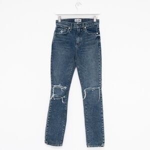 Le Jean Vivie Slim‑Leg Mid‑Rise Jeans | Button‑Fly Stretch Denim 26